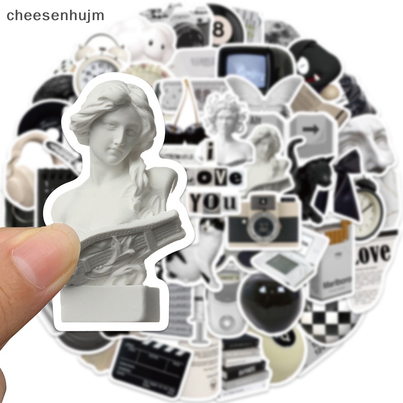 Set 61 Nhãn Dán graffiti Trang Trí Xe Hơi / guitar / laptop / Va Li Màu Trắng Đen Đơn Giản vn