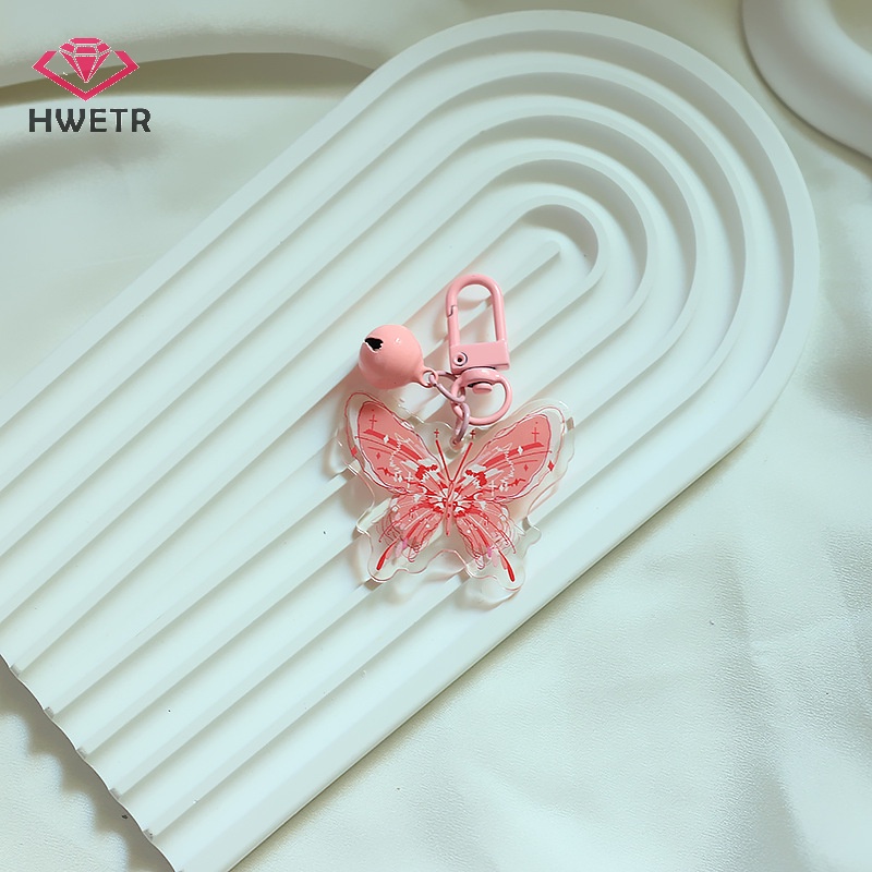 Móc khóa acrylic HWETR hình bướm xinh xắn có chuông