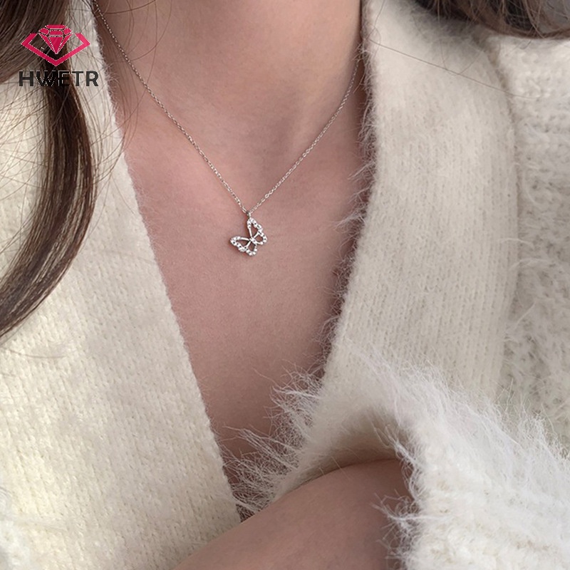 Vòng cổ Mặt Hình Bướm Đính Đá zircon Thời Trang Cho Nữ Mới