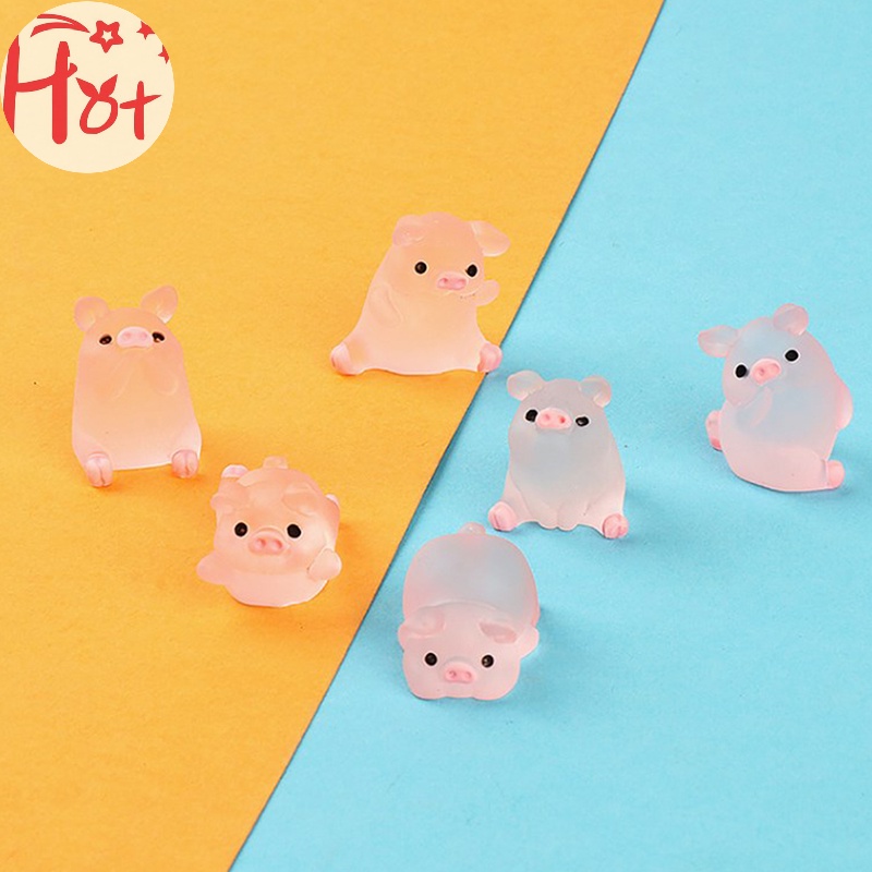 Jr set 6 Mô Hình Chú Heo Dạ Quang Trang Trí Tiểu Cảnh