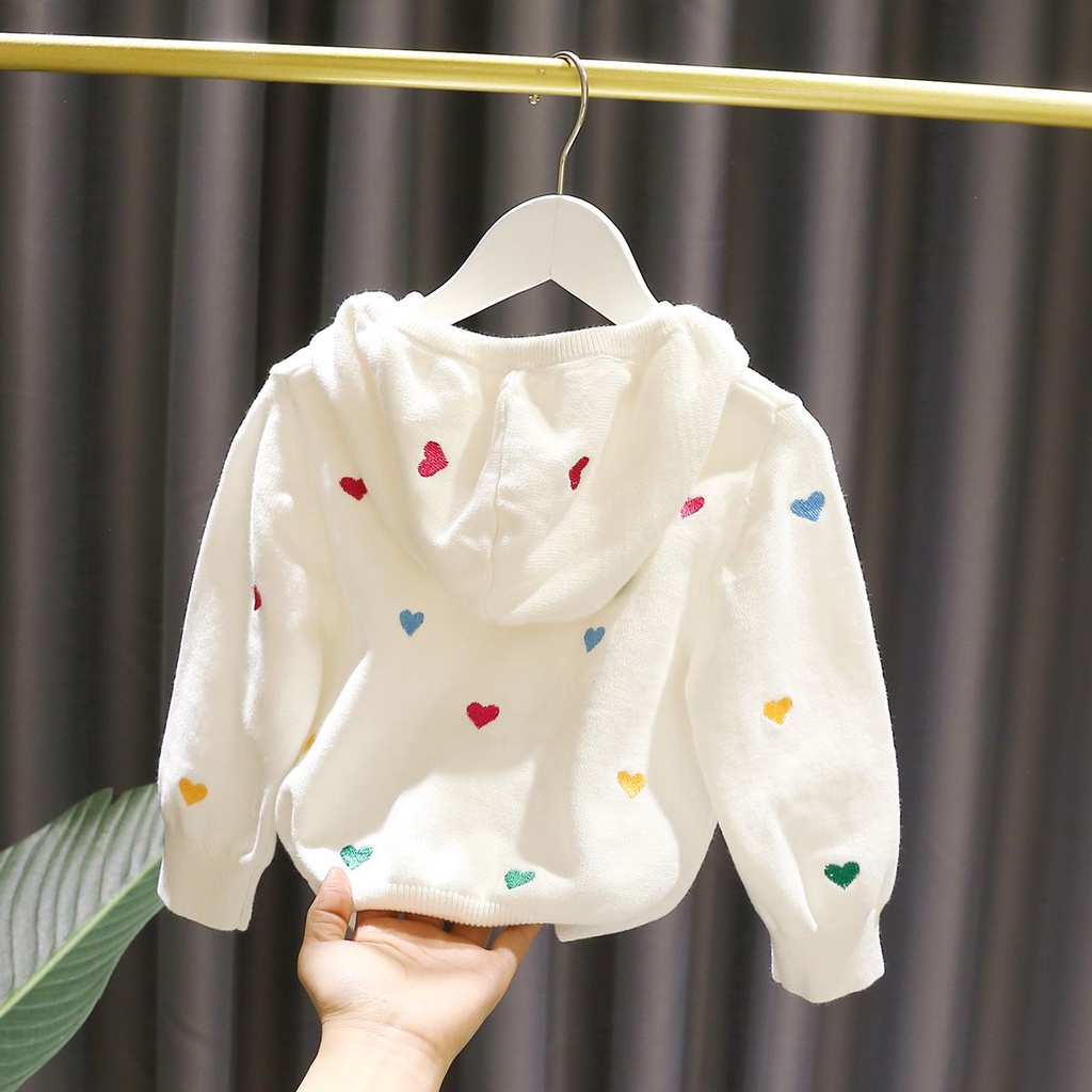 Áo Khoác cardigan Len Dệt Kim Có Mũ Trùm Thời Trang Mùa Thu Cho Bé Gái 3 Tuổi