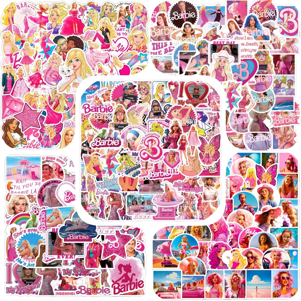 Bộ 60 / 50 Sticker Dán Trang Trí Hình Búp Bê barbie