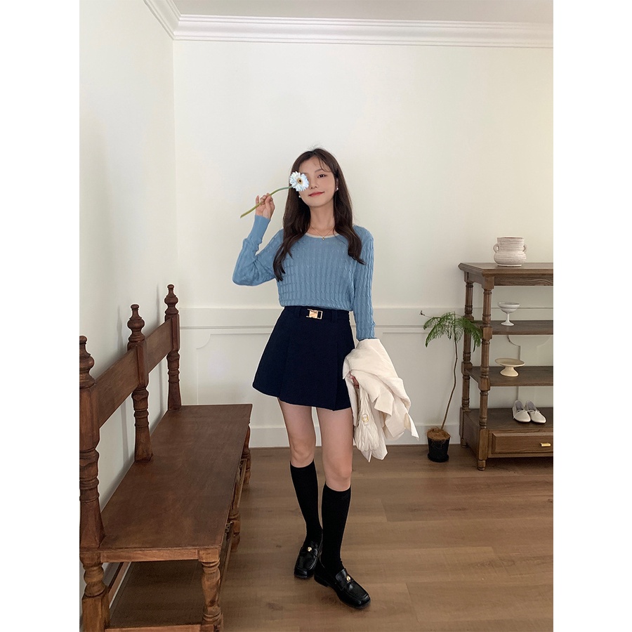 Chân Váy Nhung Kẻ Dáng Chữ a Lưng Cao Phong Cách Hàn Quốc Thời Trang Mùa Thu 2023 133qz6873