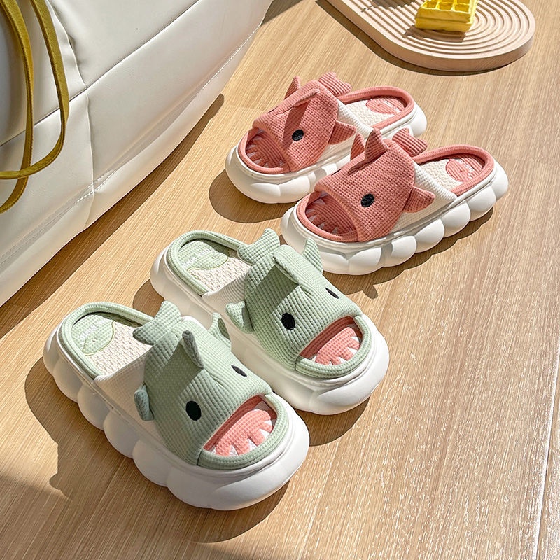 Dép Đi Trong Nhà Chất Liệu cotton Lanh Họa Tiết Hoạt Hình Dễ Thương Cho Nữ