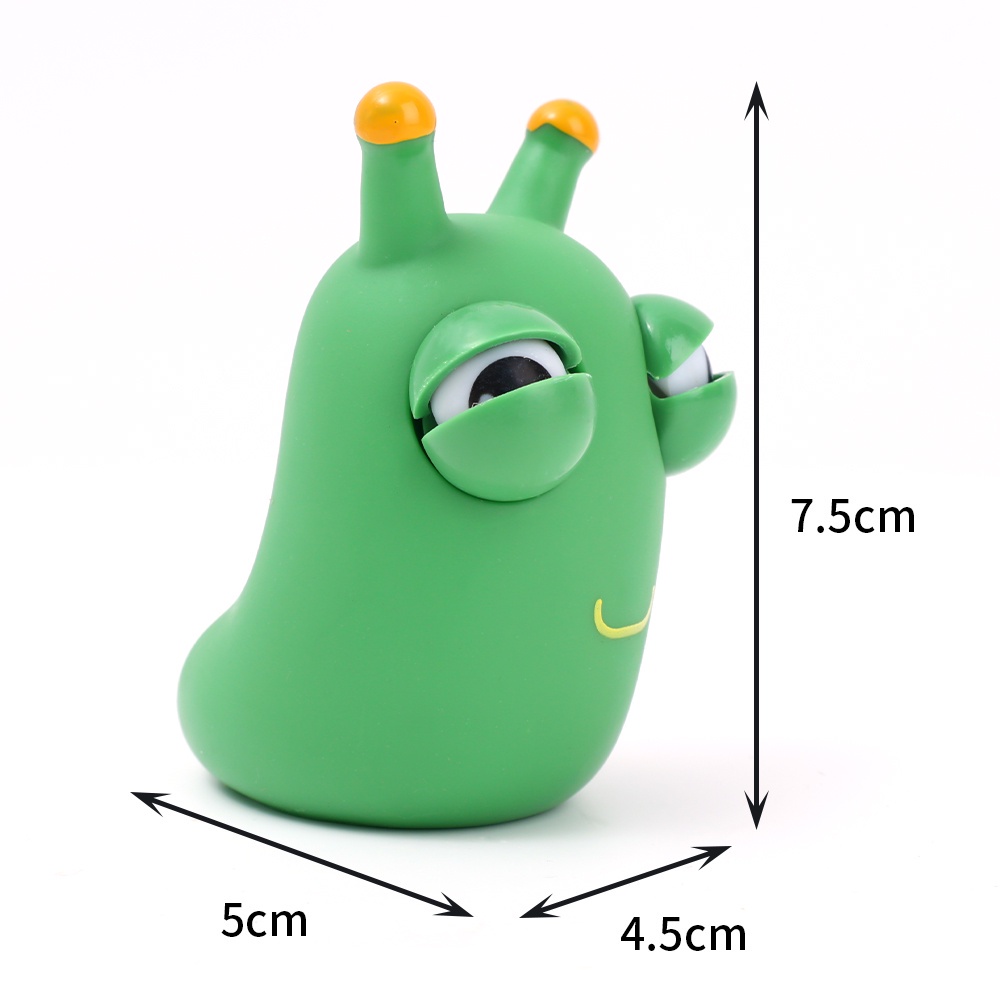 Sâu xanh bóp mắt trố vui nhộn, Đồ chơi bóp tay giảm căng thẳng hình chú sâu mắt lồi dễ thương