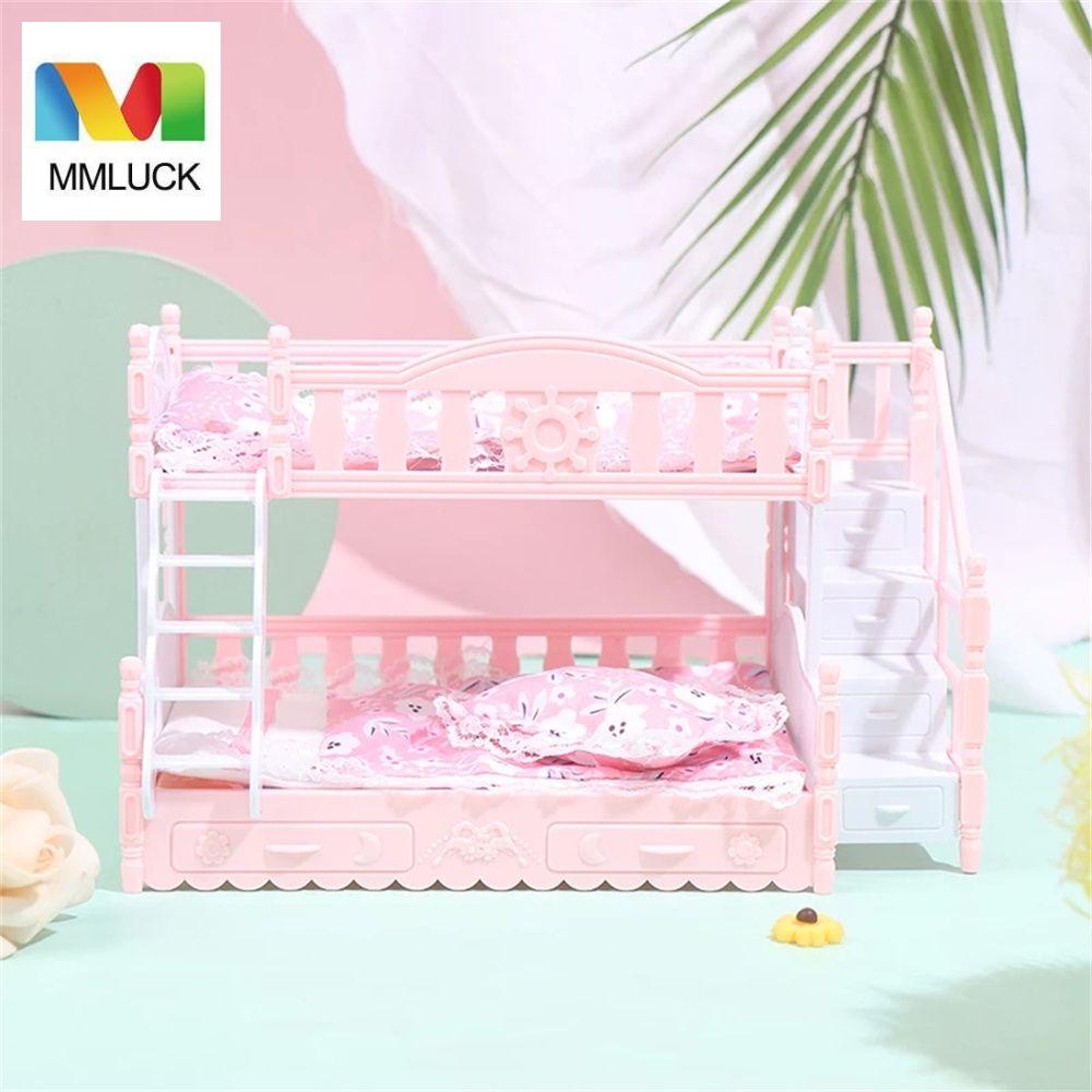 Mmluck Giường Ngủ Đôi mini Trang Trí Nhà Búp Bê Tỉ Lệ 1: 12