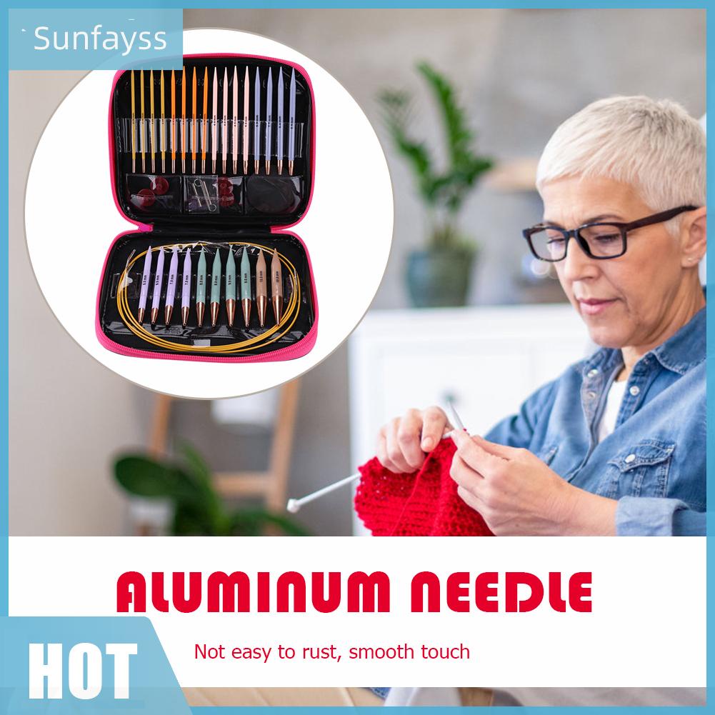 Bộ Kim Móc Len Hình Tròn Kèm Hộp Đựng diy
