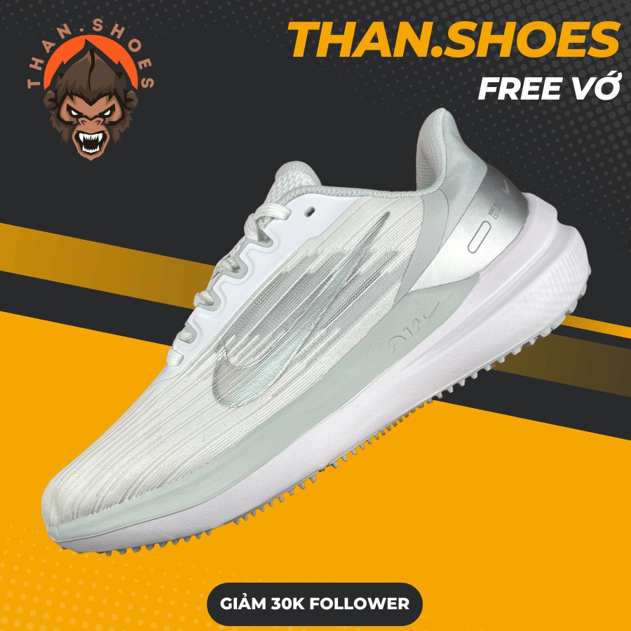 Giày Thể Thao Zoom Winflo 9 White Metallic Silver, Zoom Winflo 9 Trắng Gót Xám - Than.Shoes