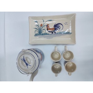 Bộ tách trà gốm sứ hình con gà kèm đĩa