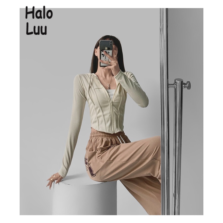 Halo  Luu Áo Khoác hoodie áo khoác nữ zip hoodie comfortable Korean Thoải mái fashionable A99J1BC37Z230911