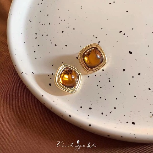 Bông Tai Dạng Kẹp Không Cần Lỗ Màu Xanh Dương Phong Cách vintage Tối Giản cejf65