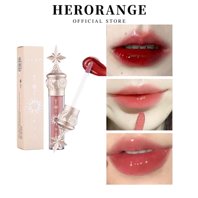 Son môi herorange MAGIC CASA màu nude trong suốt sáng bóng mềm mại mịn màng hình ngôi sao nhỏ