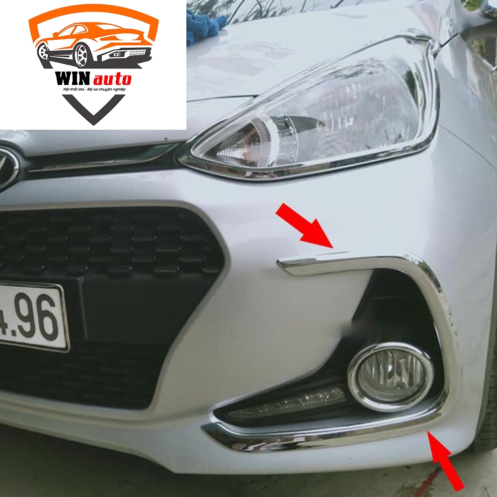 Ốp Viền Đèn Gầm trước, sau xe Hyundai i10 hatchback 2017 - 2021, mạ crom cao cấp