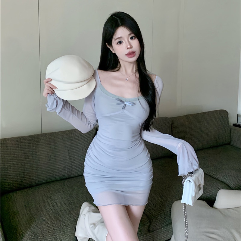 Áo Lưới Tay Dài Hở Lưng Ôm Dáng Quyến Rũ Dễ Phối Đồ