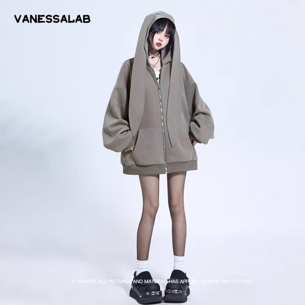 VanessaLab Áo Khoác hoodie áo khoác nữ zip hoodie cozy casual Độc đáo INS WWY23911ZO 37Z230914