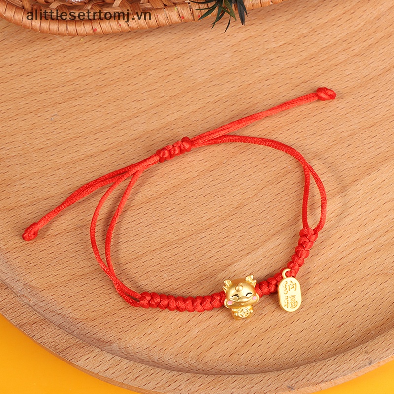 Vòng Tay Dây Đỏ May Mắn Mặt Hình Rồng Năm Mới 2024 Phong Cách Trung Hoa vn