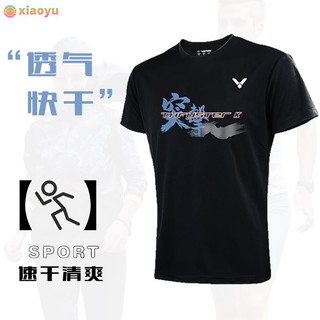 Áo cầu lông Viktor Victory Thể dục Chạy bộ Áo bóng rổ Áo thun ngắn tay T-39005 Đen