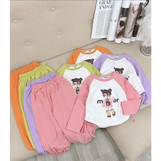   12kg-35kg  Bộ Quần Áo Thu Đông Cho Bé Gái Set Đồ Dài Tay Chất Cotton Mềm Mịn Co Dãn 4c Bộ Mer 