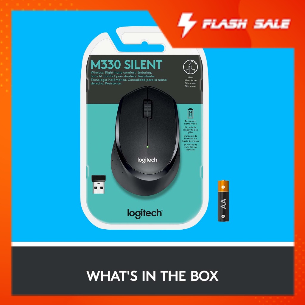 Chuột không dây Logitech M330 Silent Plus - Giảm ồn, USB, thuận tay phải, PC/ Laptop