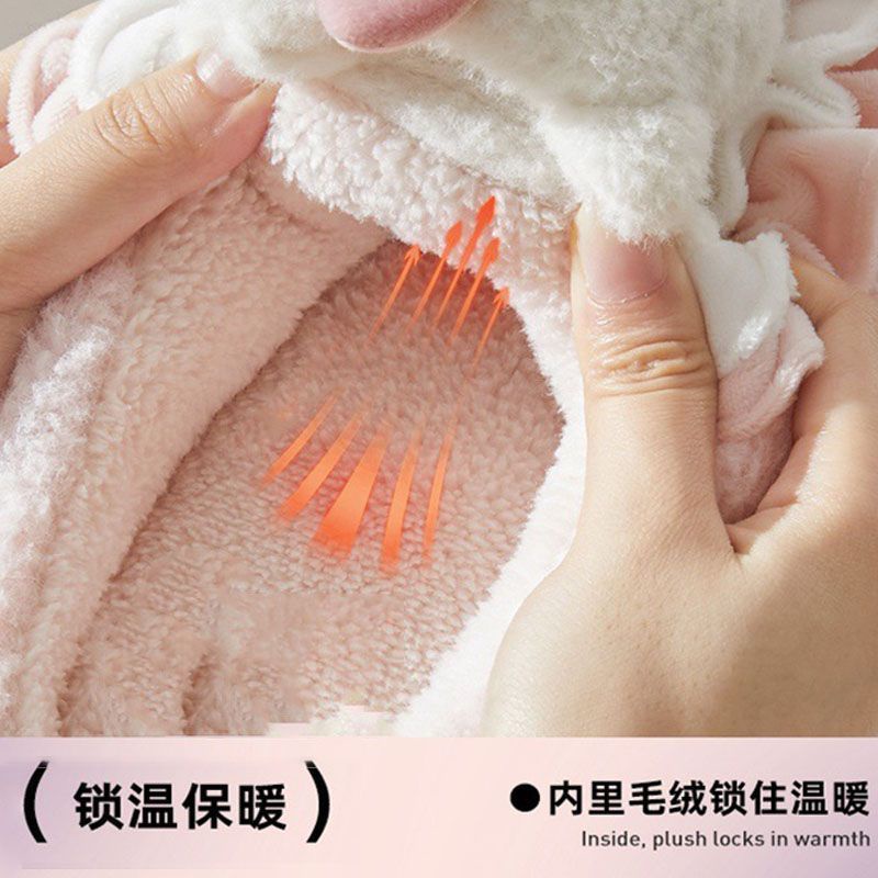 Hellokitty Dép bông cotton Lót Lông Cừu Dày Dặn Ấm Áp Chống Trượt Hình hello kitty Cho Nữ Vào Mùa Đông