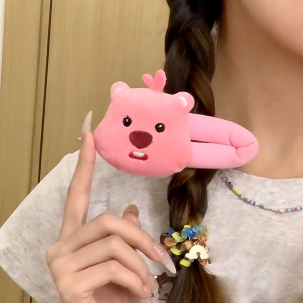 Shanhai Kẹp Tóc Hình Búp Bê Nhồi Bông Màu Hồng Ngọt Ngào Cho Nữ