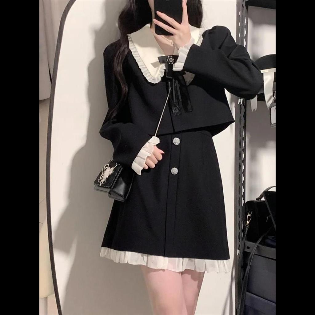 Set Áo Thun Dài Tay + Chân Váy Thời Trang Mùa Thu Phong Cách Pháp Mới Cho Nữ