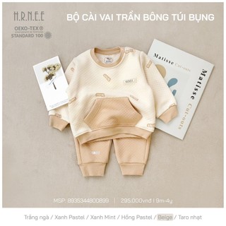 [Hrnee] Bộ nỉ trần bông cho bé.