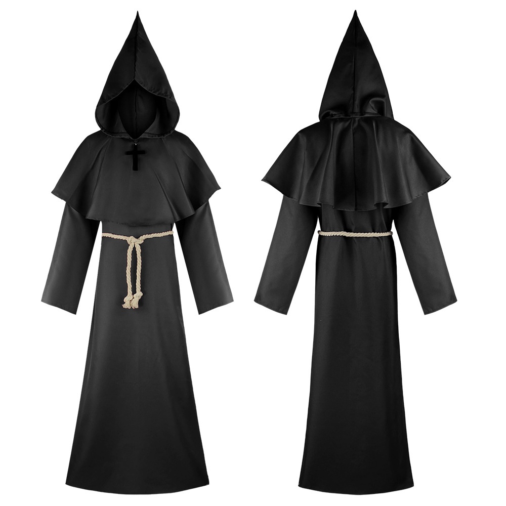 Áo Choàng Bác Sĩ Có Mũ Trùm Đầu Màu Đen Dùng Hóa Trang halloween Dành Cho Người Lớn Và Trẻ Em