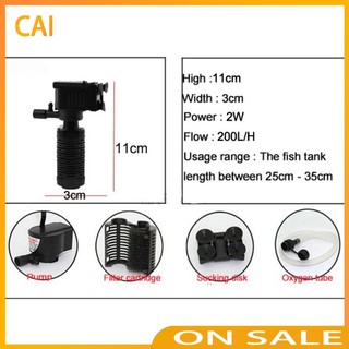 Máy Lọc Nước Bể Cá mini 3 Trong 1 Siêu Êm