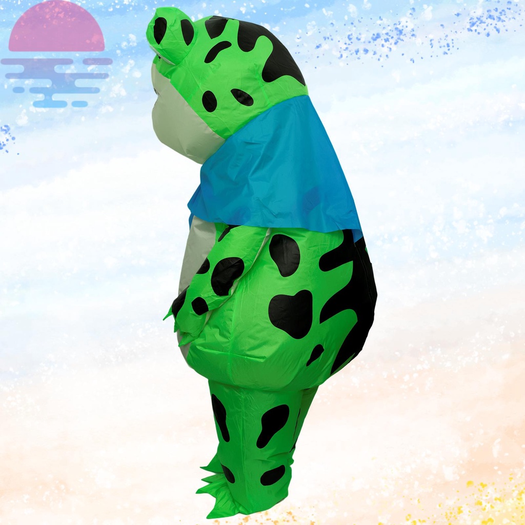 Bộ Áo Liền Quần Bơm Hơi Chống Thấm Nước Hình Ếch Xanh Hoạt Hình Vui Nhộn shopskc3041