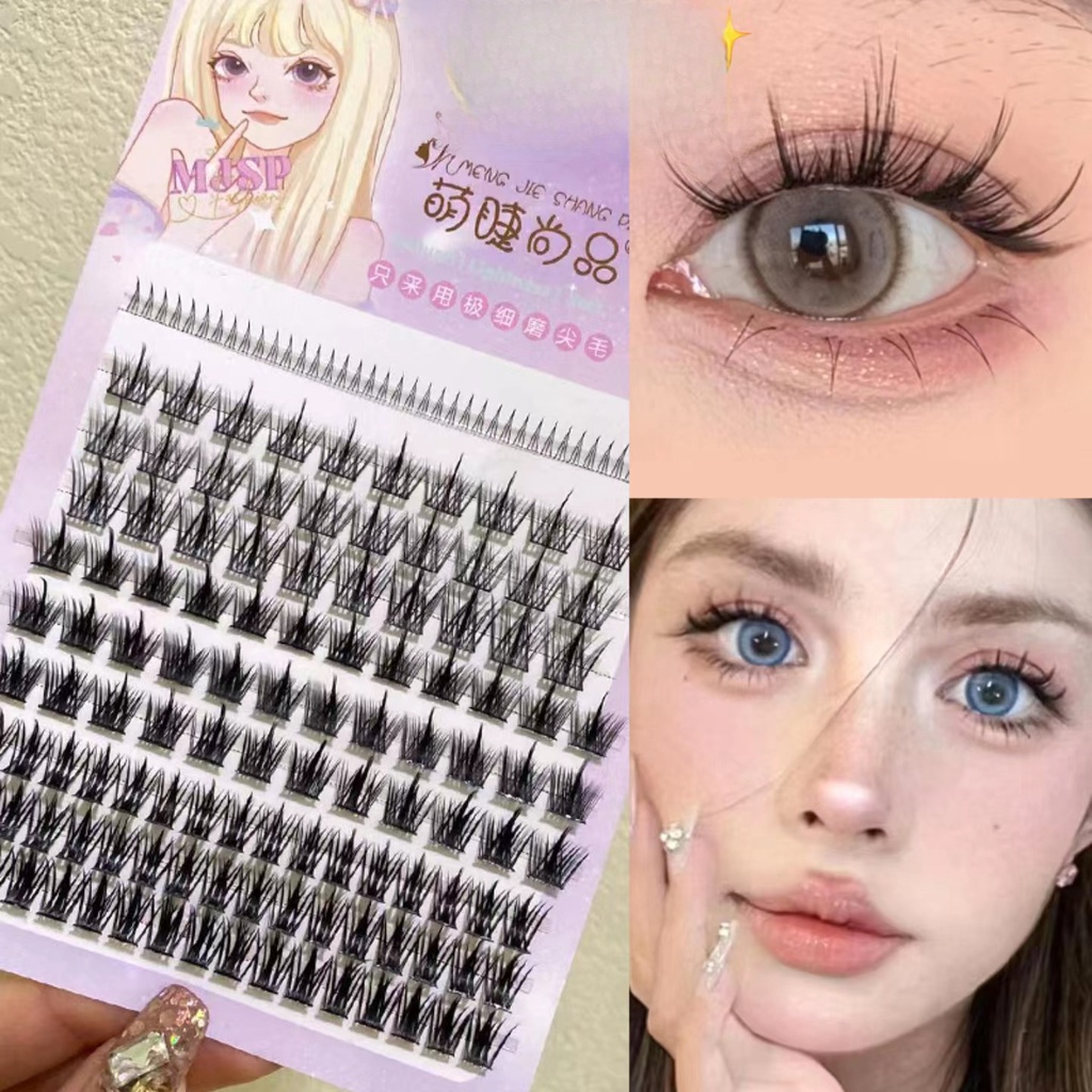 Lông Mi Giả MENGJIESHANGPIN 10 Hàng Dáng Lúa Mì Nhỏ Lấy Cảm Hứng Tự Nhiên Đuôi Tiên