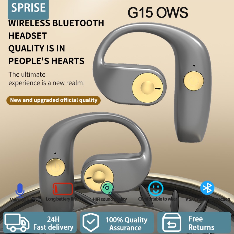 Sự NHIÊN Tai nghe không dây G15 mới OWS Tai nghe Bluetooth âm thanh nổi thể thao tai mở có tuổi thọ pin dài và giảm tiếng ồn khi chạy bộ