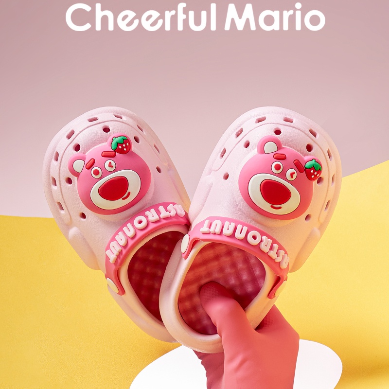 Dép Mềm Hình Gấu Dâu Tây Dễ Thương Cho Bé Gái Cheerful Mario dép cross siêu nhẹ cho bé