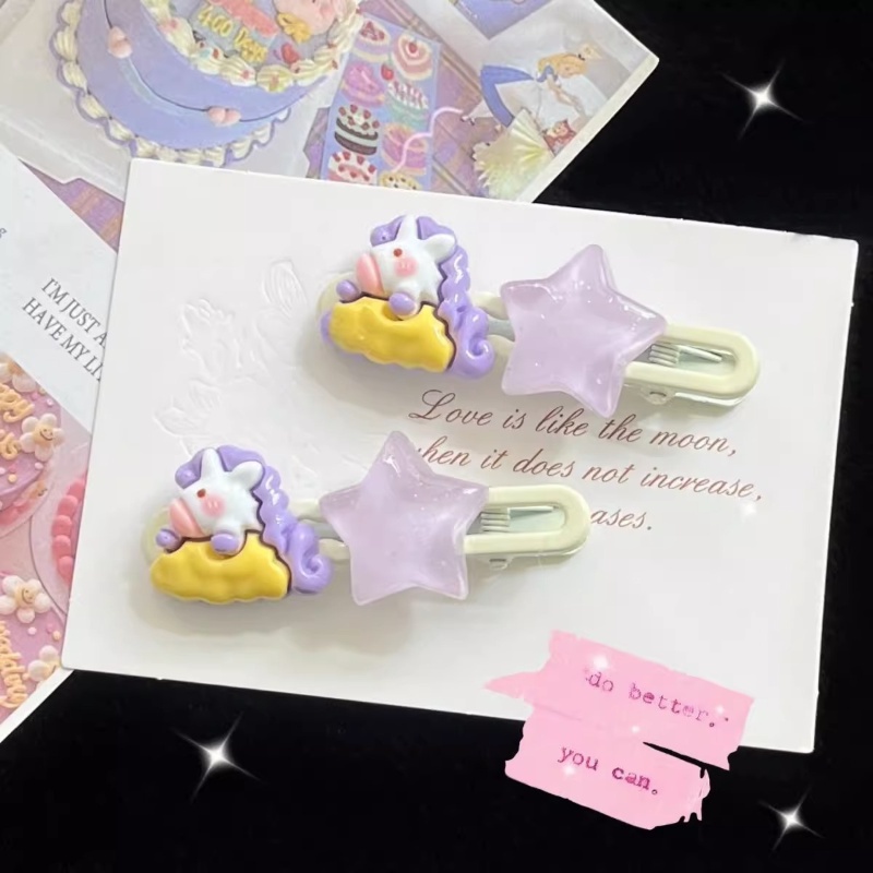 Dễ Thương Kẹp Tóc Hình Kỳ Lân / Ngôi Sao / Đám Mây Bằng acrylic / Kim Loại Thời Trang Cho Bé Gái