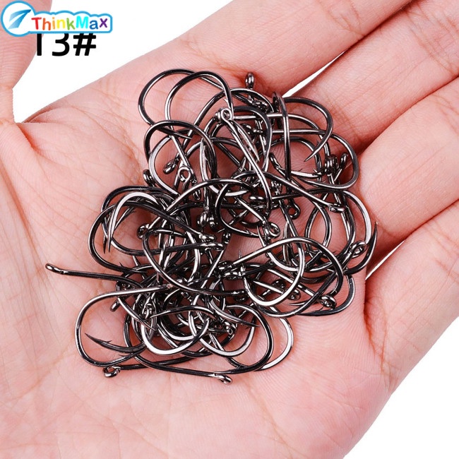 20 Cái / 50 Chiếc Vòng Tròn Cá Chép Mắt Móc Câu Cá 2-22 # Thép Carbon Cao Móc Cá Có Vòng Câu Cá Phụ Kiện