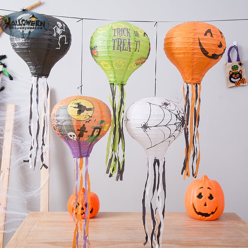 Lồng Đèn Giấy Hình Nhện / Dơi / Bí Ngô Treo Trang Trí halloween