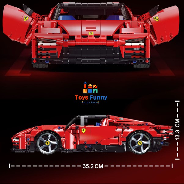 Mô hình lắp ráp Lego siêu xe Ferrari 1:14 kích thước 35.5x16x8cm với 1394 mảnh ghép