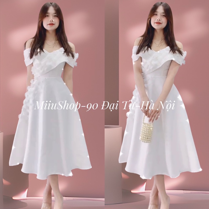 ❤️ V248 VÁY TRẮNG TRỄ VAI DỰ TIỆC, đầm đính hoa cô dâu đi bàn miiu
