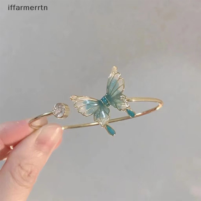 Vòng Tay Hở Hình Bướm Màu Xanh Lá Phong Cách Trung Hoa Cổ Điển Thời Trang Có Thể Điều Chỉnh Cho Nữ hye