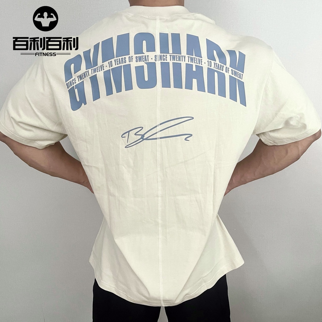 Gym Shark gs10 Áo Thun cotton Tay Ngắn Dáng Rộng Thoải Mái Phong Cách Thể Thao Cho Nam Và Nữ