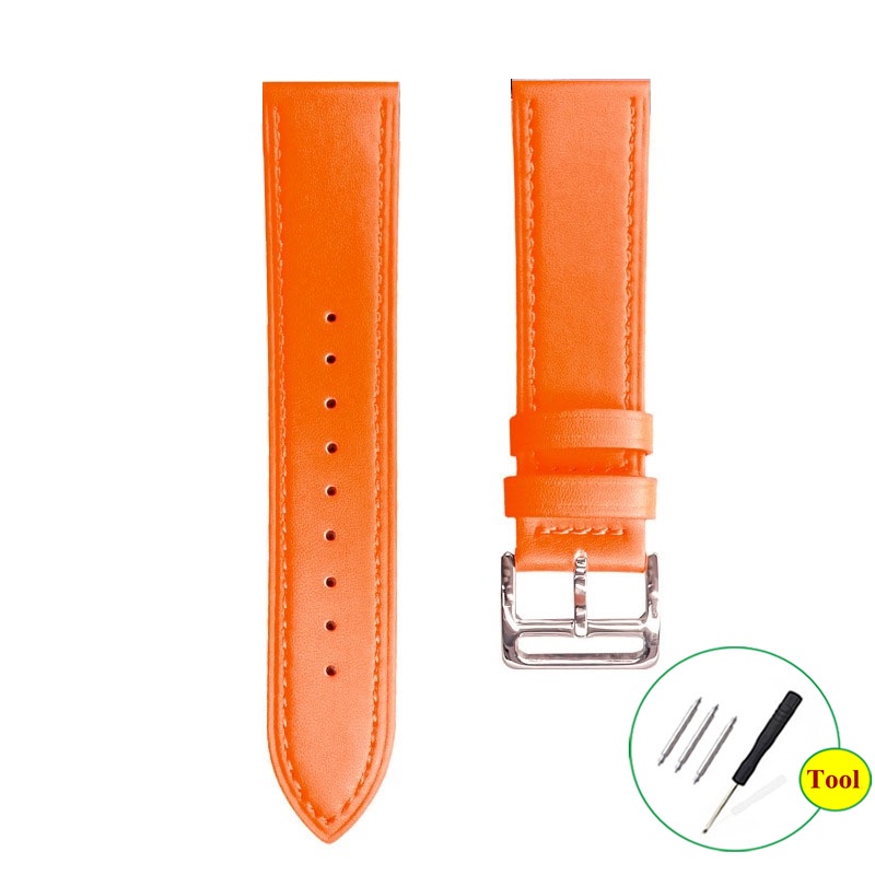 Dây Đeo Tay Thay Thế 20mm 22mm Bằng Da Phối Khóa Inox Mềm Nhiều Màu Cho Đồng Hồ Thông Minh