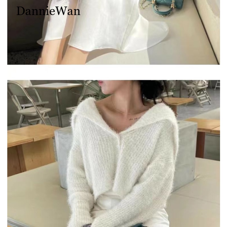 DannieWan Áo Len áo khoác cardigan Xu hướng hàn quốc Vintage Đơn giản A91K5S9 39Z230928