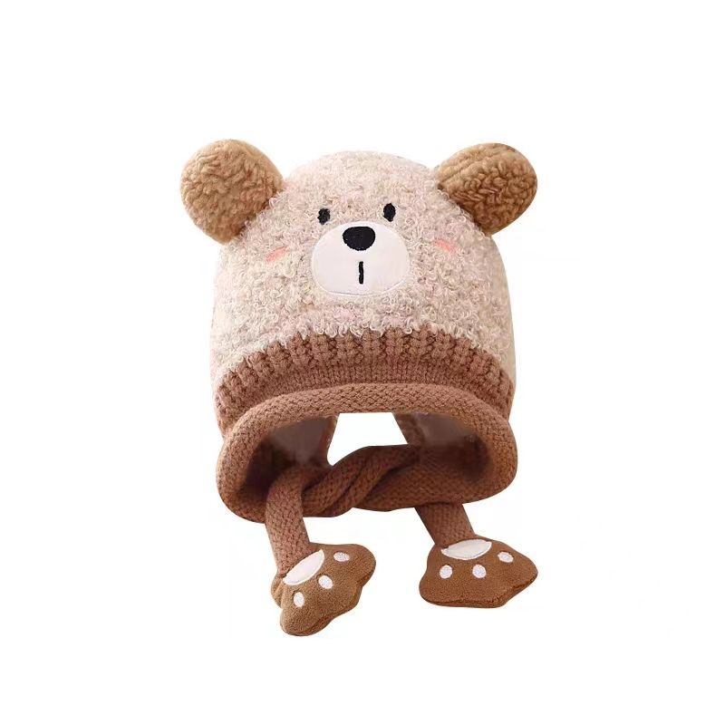 Mũ Trùm Đầu Dày Dặn Giữ Ấm Bảo Vệ Tai Họa Tiết Hoạt Hình Phong Cách Hàn Quốc Thời Trang Thu Đông Cho Bé Trai Và Gái