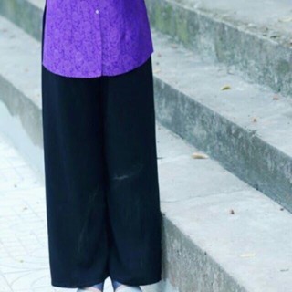 Quần Satin Đen Bóng Người Già CAMAVINGA - Quần Lụa, Quần Satanh Bà Già Trơn Đen