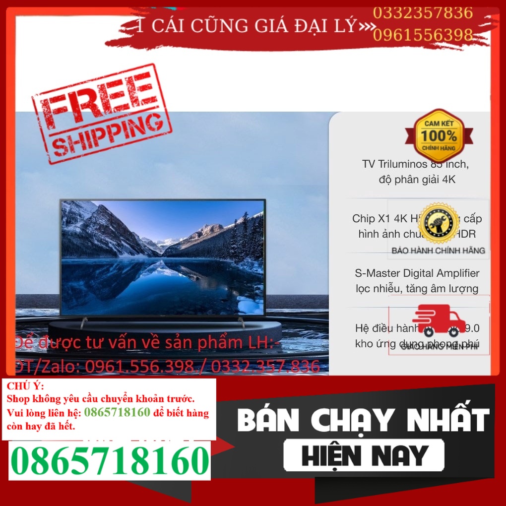 Smart Tivi Sony 85 Inch 4K UHD KD-85X8000H &lt; Chính hãng BH:24 tháng tại nhà toàn quốc &gt; .