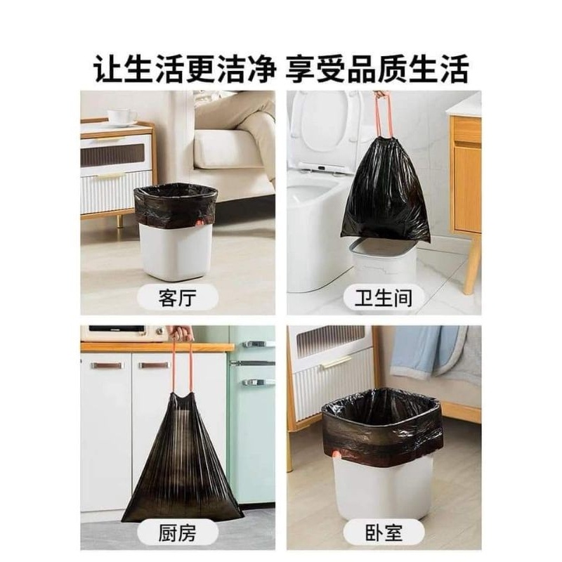 Cuộn túi đựng rác, Túi rác có quai xách dây rút tiện lợi sản phẩm bảo vệ môi trường phù hợp với mọi nhà GDK1239