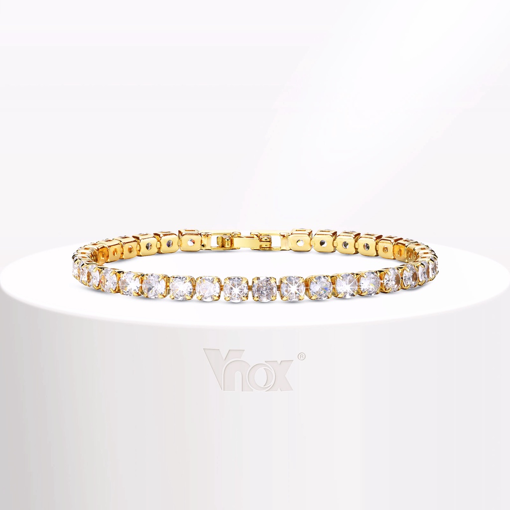 Vnox Vòng Tay Mạ Vàng 18k Đính Đá zircon Xinh Xắn Cho Nữ