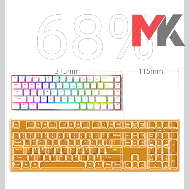 Bàn phím cơ ColorReco C068 - LED RGB - Hotswap 5 pin - Không dây 3 mode