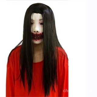 MOMO mask SCARY mask swagull Halloween female ghost wig mask SCARY long hair female ghost mask