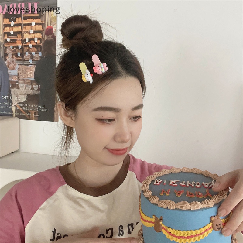 Bộ 4 Kẹp Tóc Hình Hoa / Thỏ / Gấu / Trái Tim Dễ Thương Thời Trang Cho Nữ